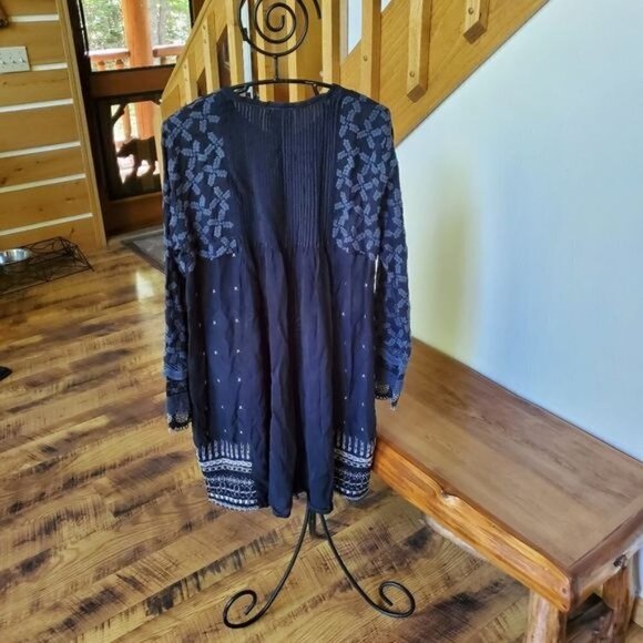 Johnny Was Embroidered Button Front Sz. M Long Sleeve Dress Tunic - Picture 7 of 12